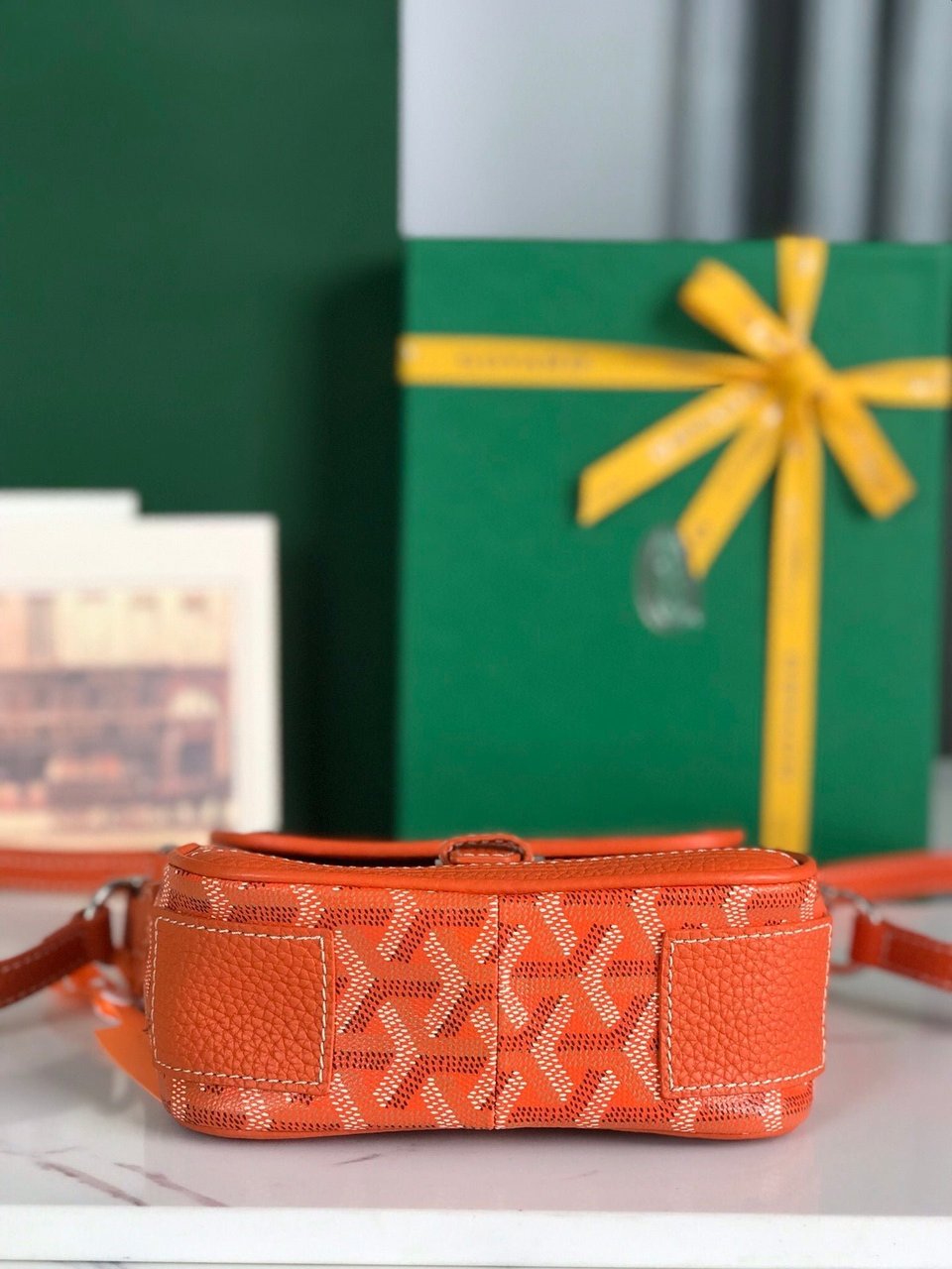 Goyard Grand Bleu 16 Cm Orange Goyardine Canvas And Lambskin view 9