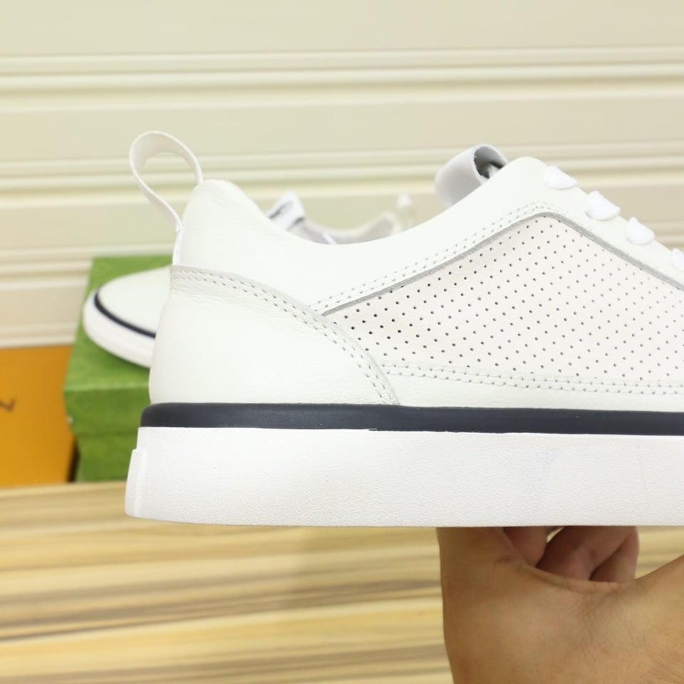 Gucci Men?S Platform Sneakers Leather White With Black Edge view 8
