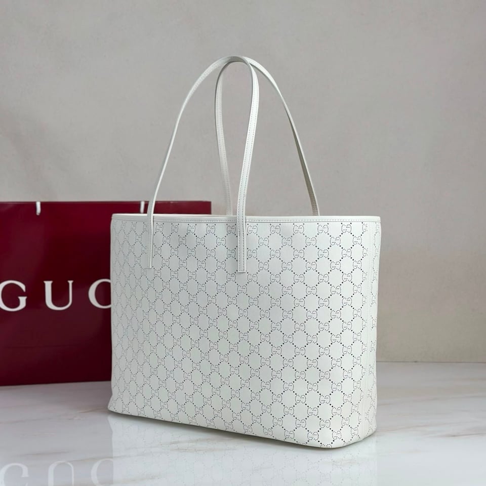 Gucci Tribeca Large Tote Bag 38cm/15in White Leather GG 874745 view 5