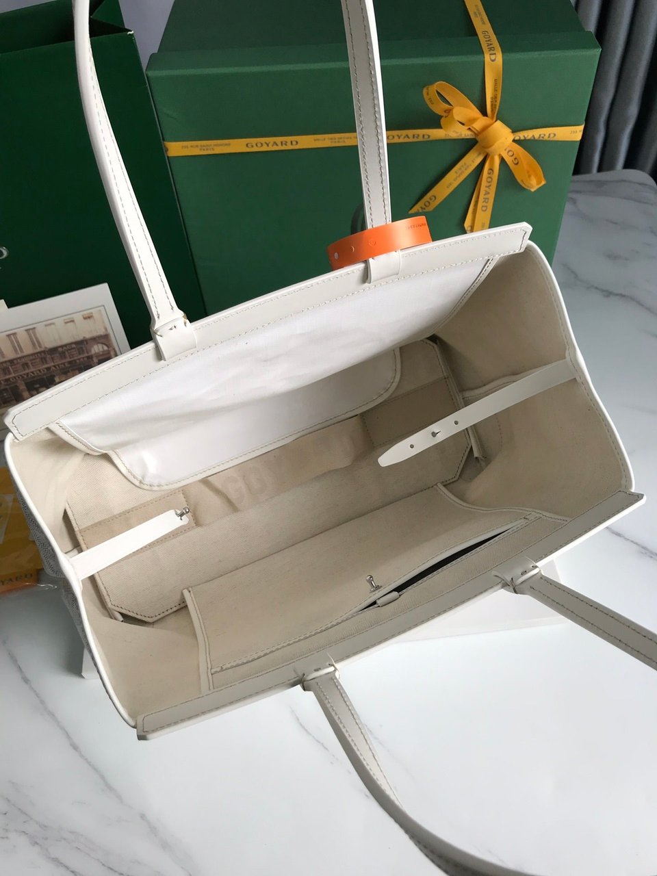 Goyard Bellechasse Biaude Pm Bag 36 Cm White Goyardine Canvas And Calfskin Trim view 8