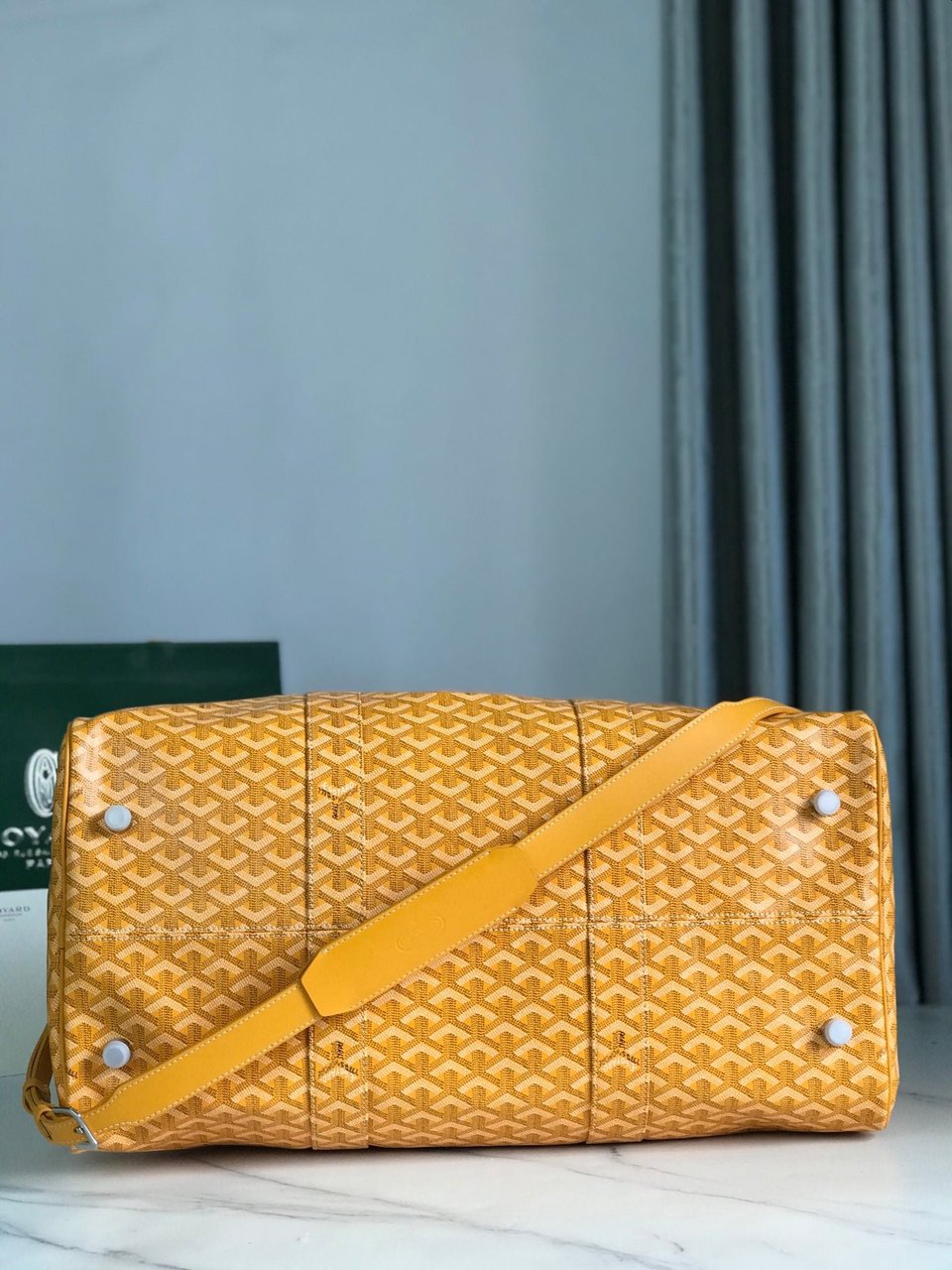 Goyard Boston 50cm Bag Yellow Goyardine Canvas And Calfskin Trim view 6