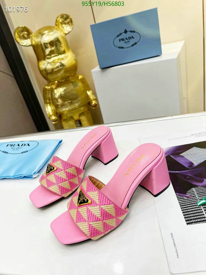 Prada Triangolo Jacquard Mules Pink view 5