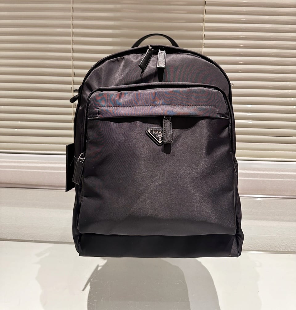 Prada Re Nylon And Saffiano Leather Backpack Black 43Cm view 11
