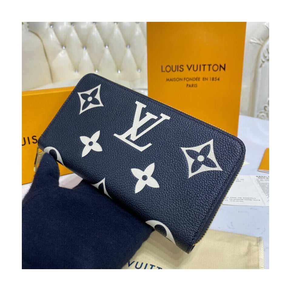 Louis Vuitton Bicolor Monogram Empreinte Leather Zippy Wallet Black / Beige view 3