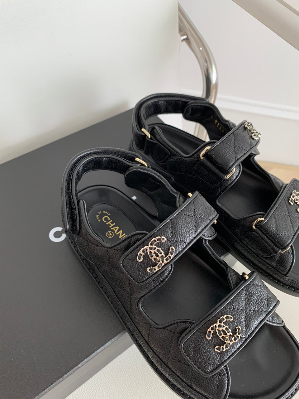 Chanel Quilted Dad Sandal Black For Women view 4