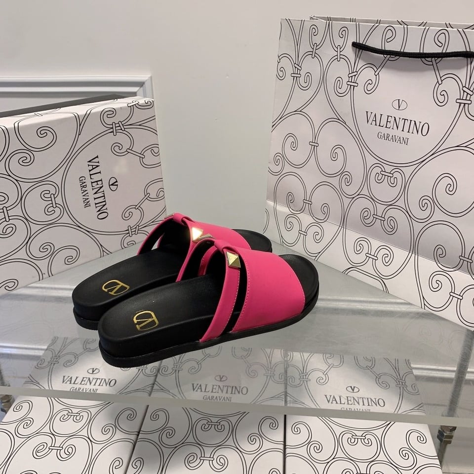 Valentino Rockstud Pink Slide Sandals view 7