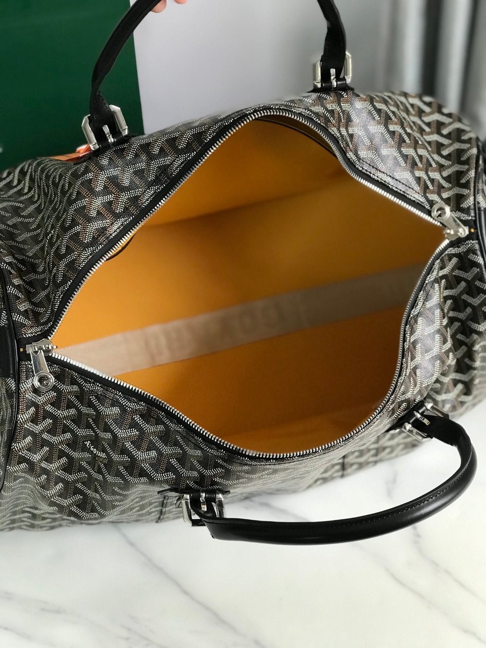 Goyard Boston 50 Bag Cm Black Goyardine Canvas And Calfskin Trim view 7