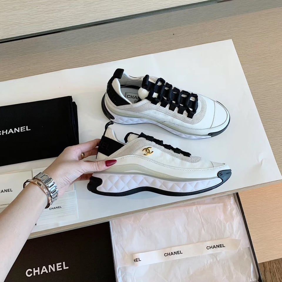 Chanel Velvet Sneakers Ivory And Black G35617 view 5