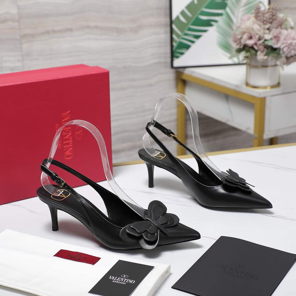 Valentino Garavani Papier Phalène Slingback Pumps Black view 4