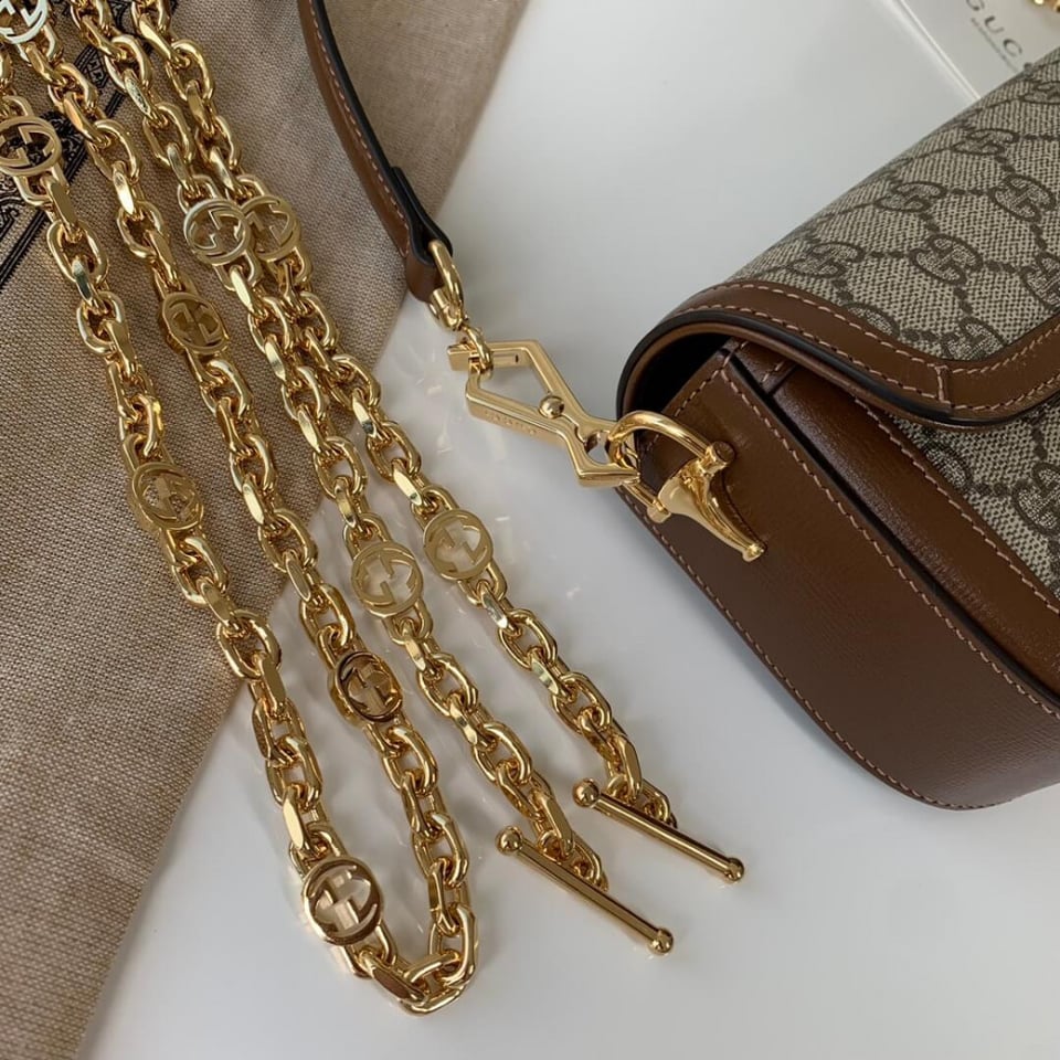 Gucci Horsebit 1955 GG Supreme Canvas Should Bag Brown view 15
