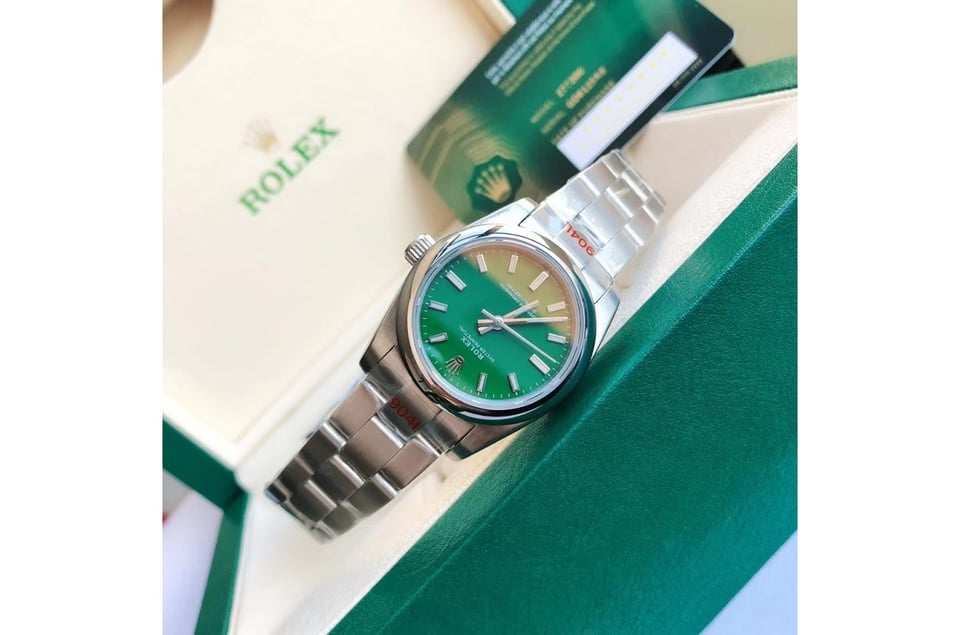 Rolex Oyster Perpetual 31/41mm SS/SS Green/Stk view 7