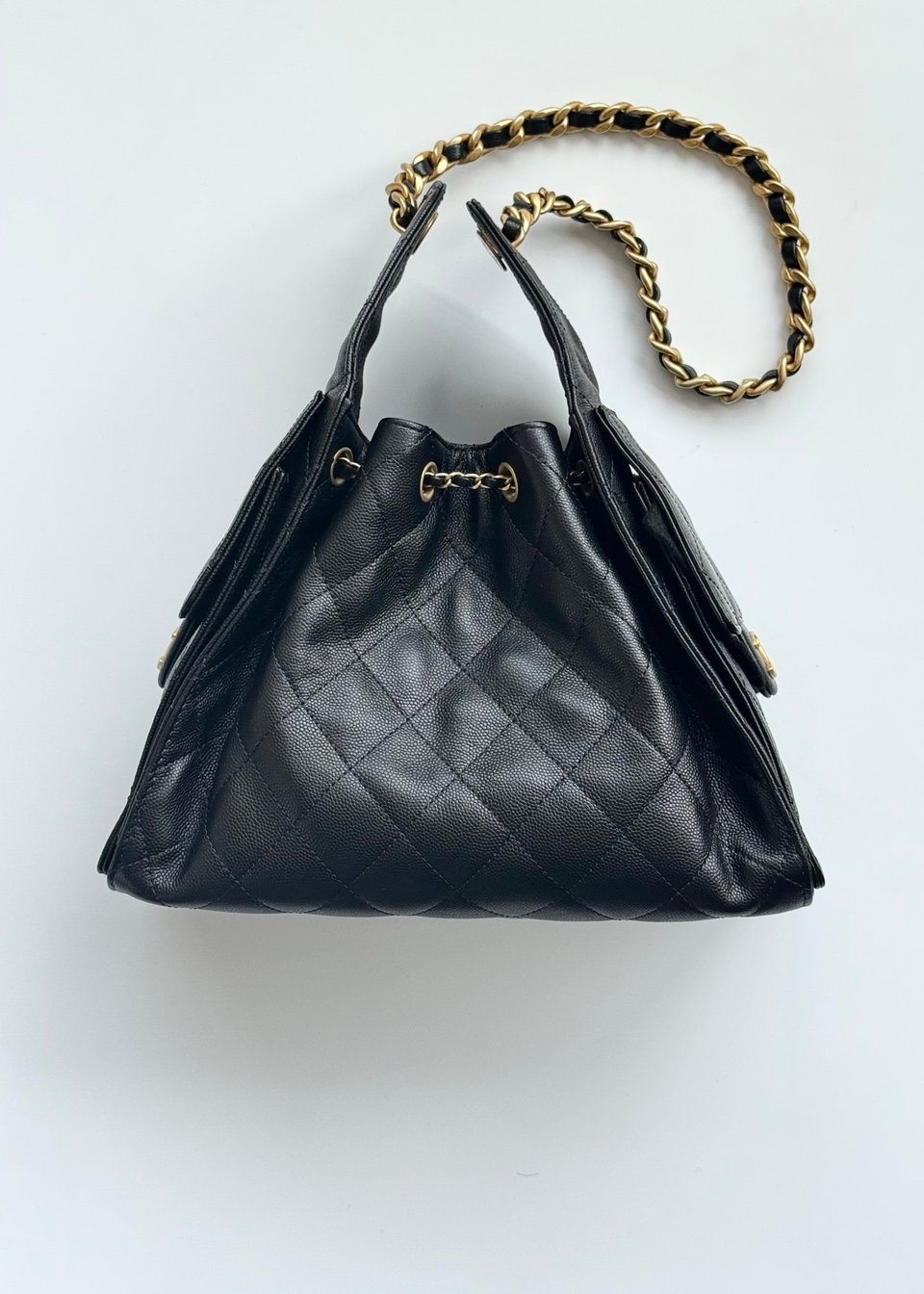 Chanel crossbody bag 25 Small Handbag Grained Calfskin &amp; Gold-Tone Metal Black 30cm/11.8in view 4