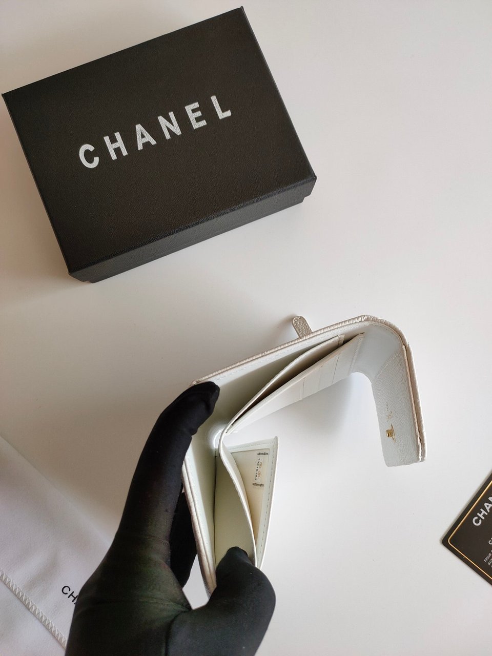 Chanel Square Purse 12 White Grained Calfskin Gold Icon view 6