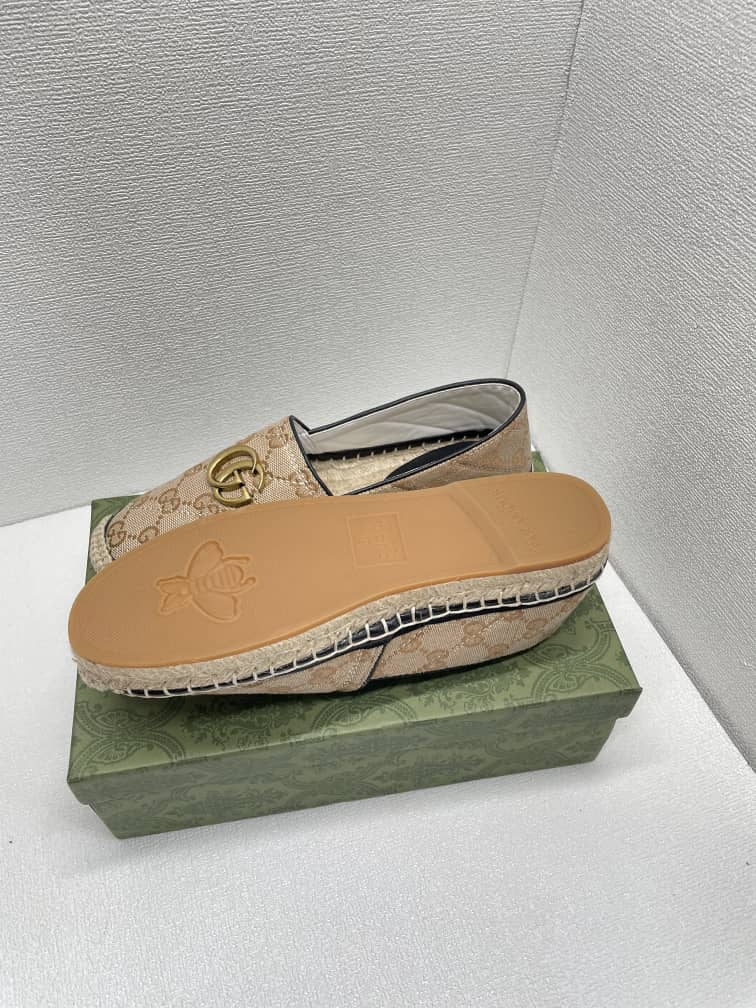 Gucci Women’S Matelass? Canvas Espadrille Beige 621239 Kqwm0 9765 view 6