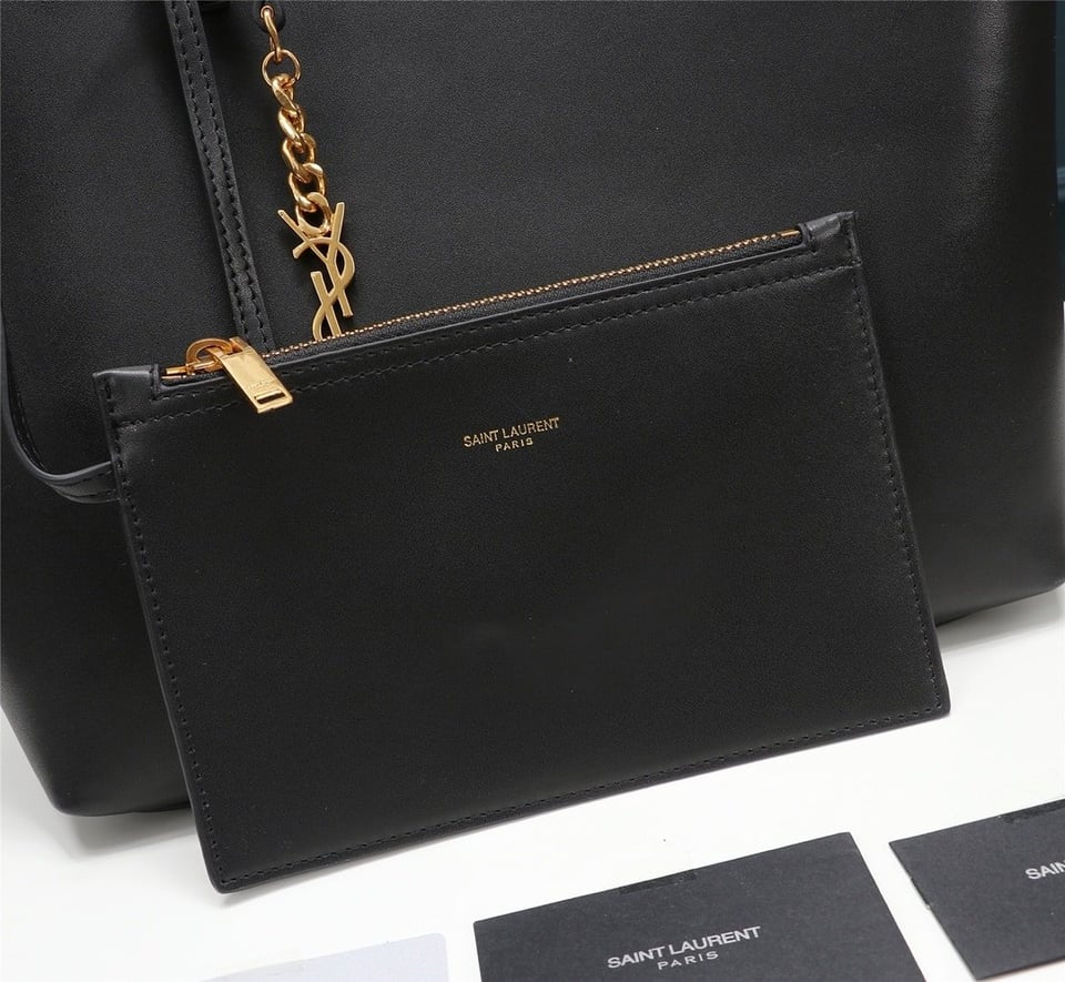 Saint Laurent Shopping Tote Black Leather 33Cm view 5