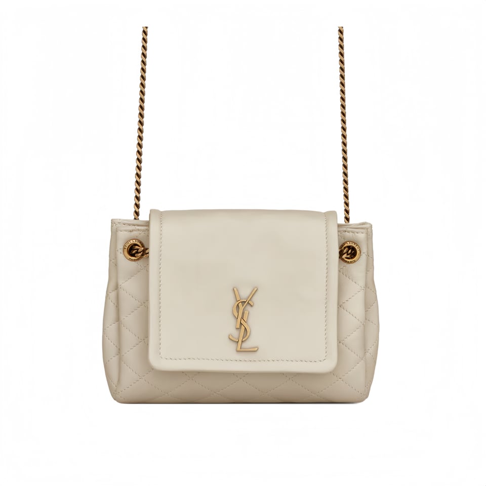 Saint Laurent Mini Nolita In Blanc Vintage 18Cm