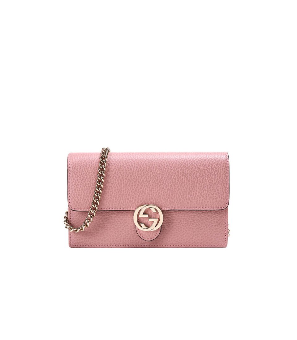 Gucci GG Interlocking Wallet On Chain Pink view 2