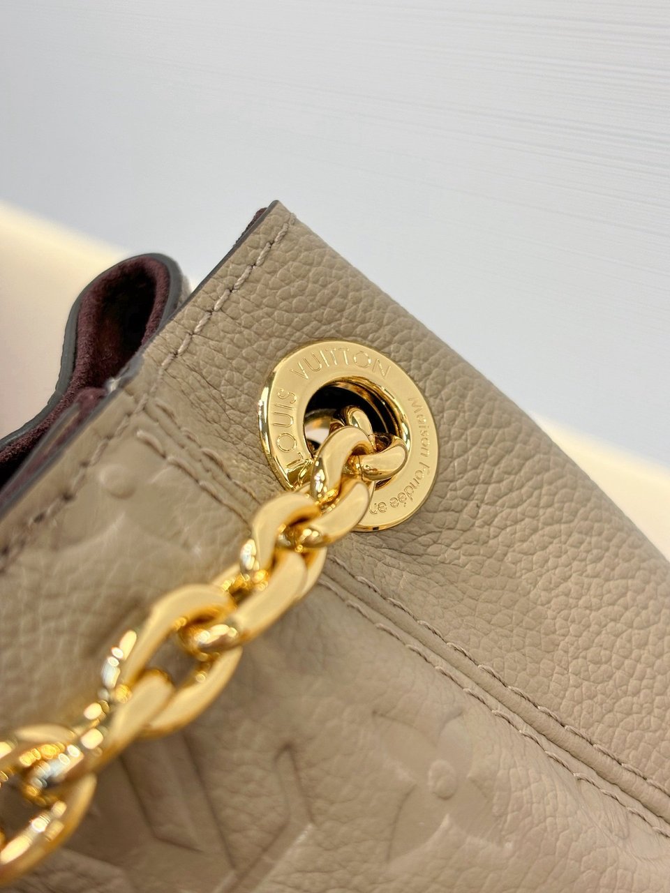 Louis Vuitton LV Anytime MM Monogram Empreinte Bag Tourterelle Gray M14658 42cm/ 16.5in view 9