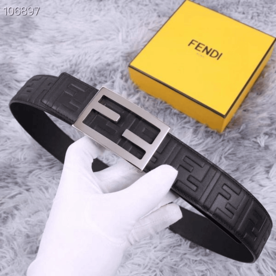 Fendi Silver Embossed 35mm Belt For Men view 3