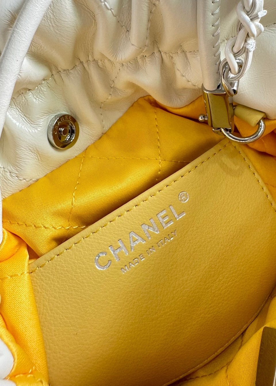 Chanel Hobo Mini 20Cm Yellow White Lambskin view 9