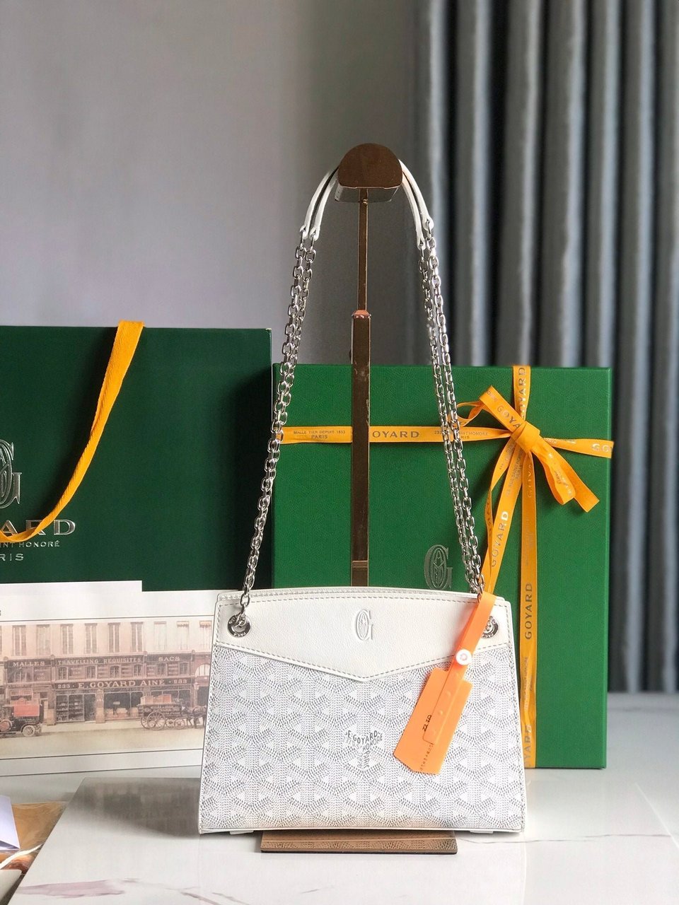 Goyard Rouette Structuré Mini Bag 21 Cm White Goyardine Canvas And Calfskin view 6