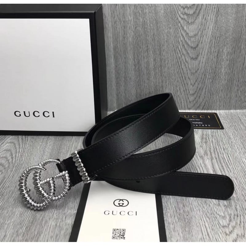 Gucci 30mm Leather Belt With Torchon Double G Buckle 524102