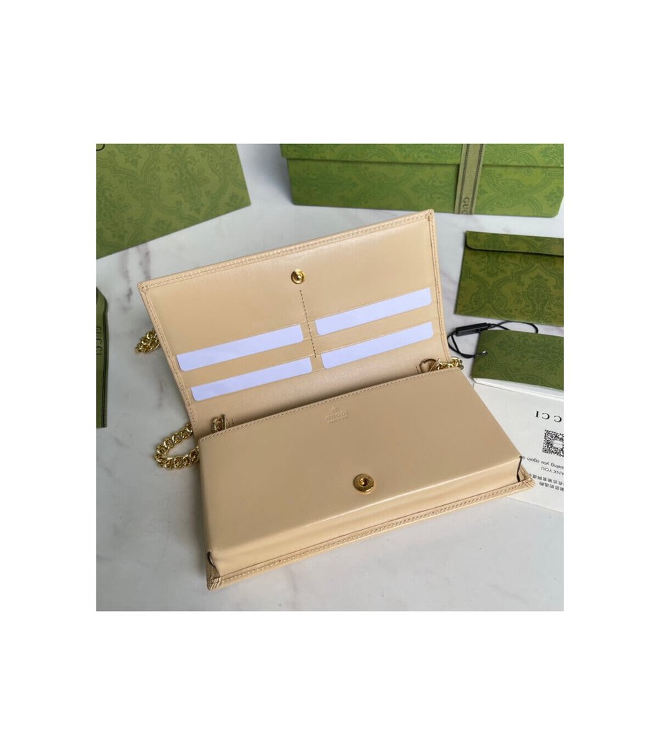 Gucci 1955 Horsebit Wallet With Chain in Beige Leather 19cm view 9