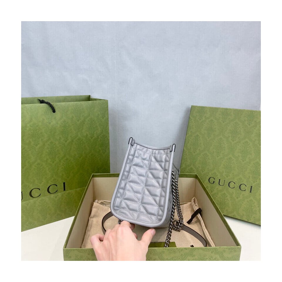 Gucci GG Marmont Small Tote Bag Grey view 11