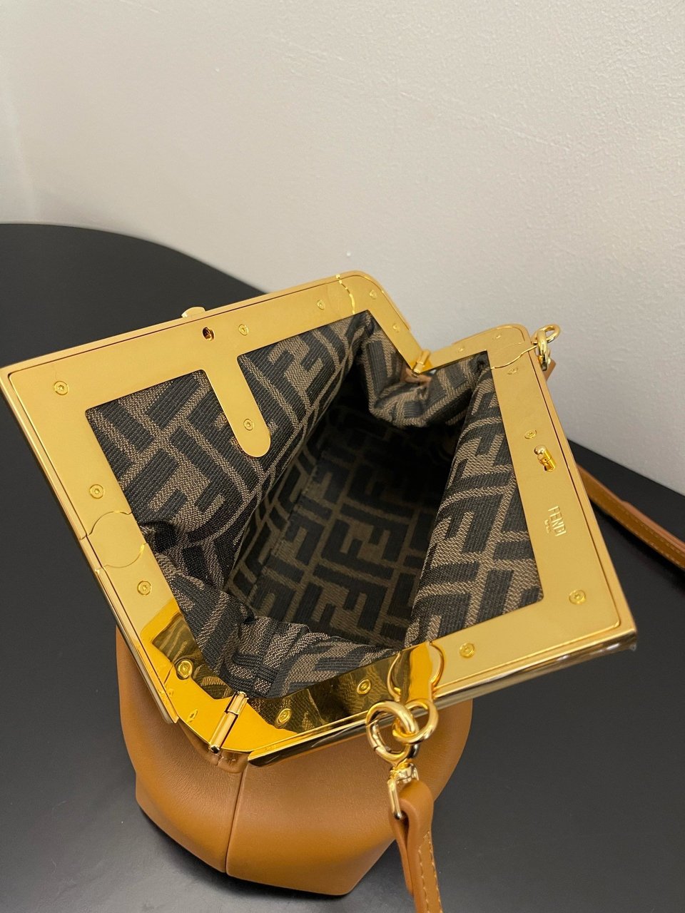 Fendi First Small Nappa Leather Bag Brown 26cm view 10
