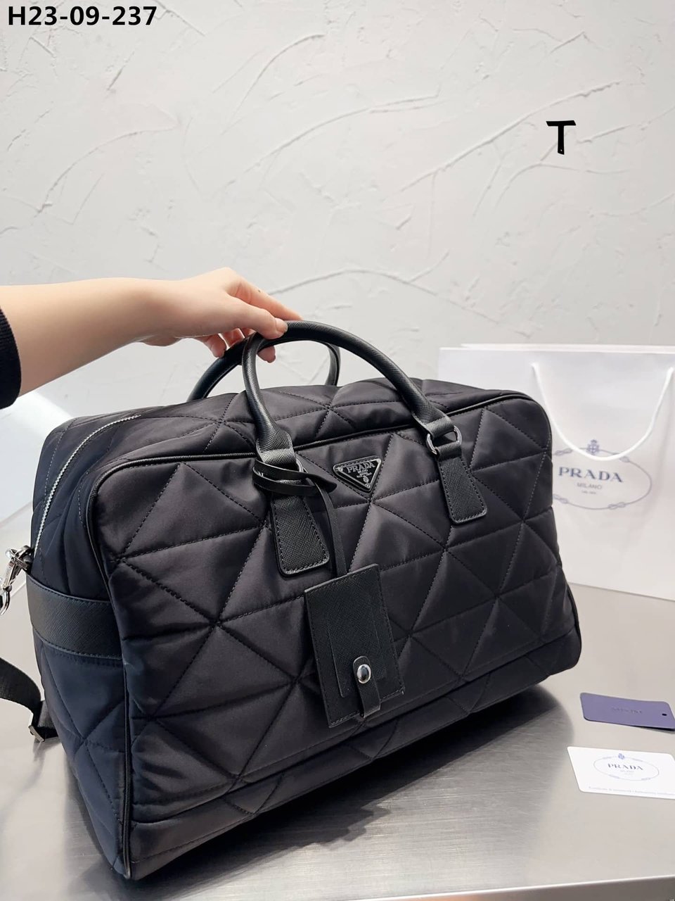 Prada Quilted Re Nylon Travel Bag Black 43Cm view 4