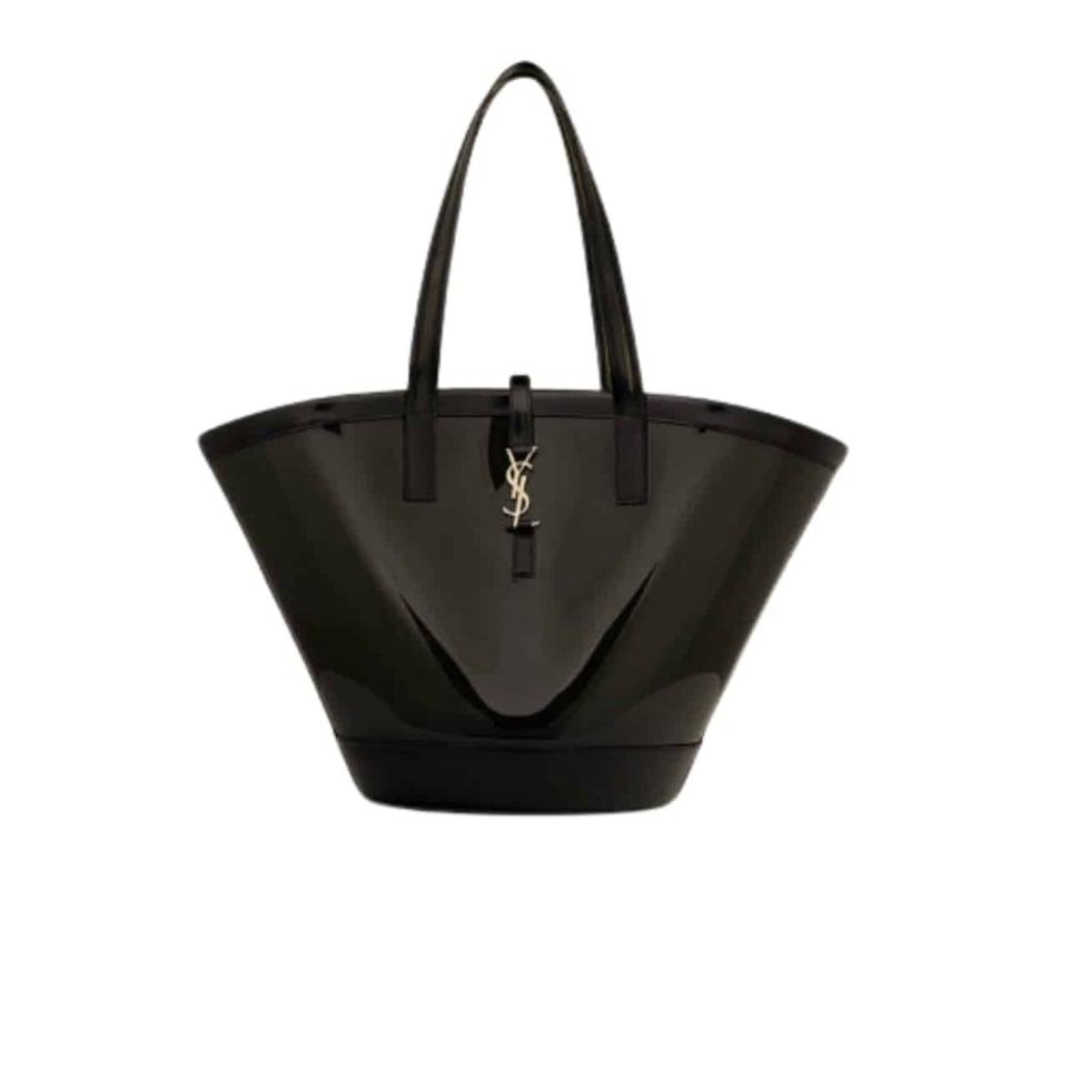 Saint Laurent Panier Medium In Vinyl And Shiny Leather Black 28Cm view 2