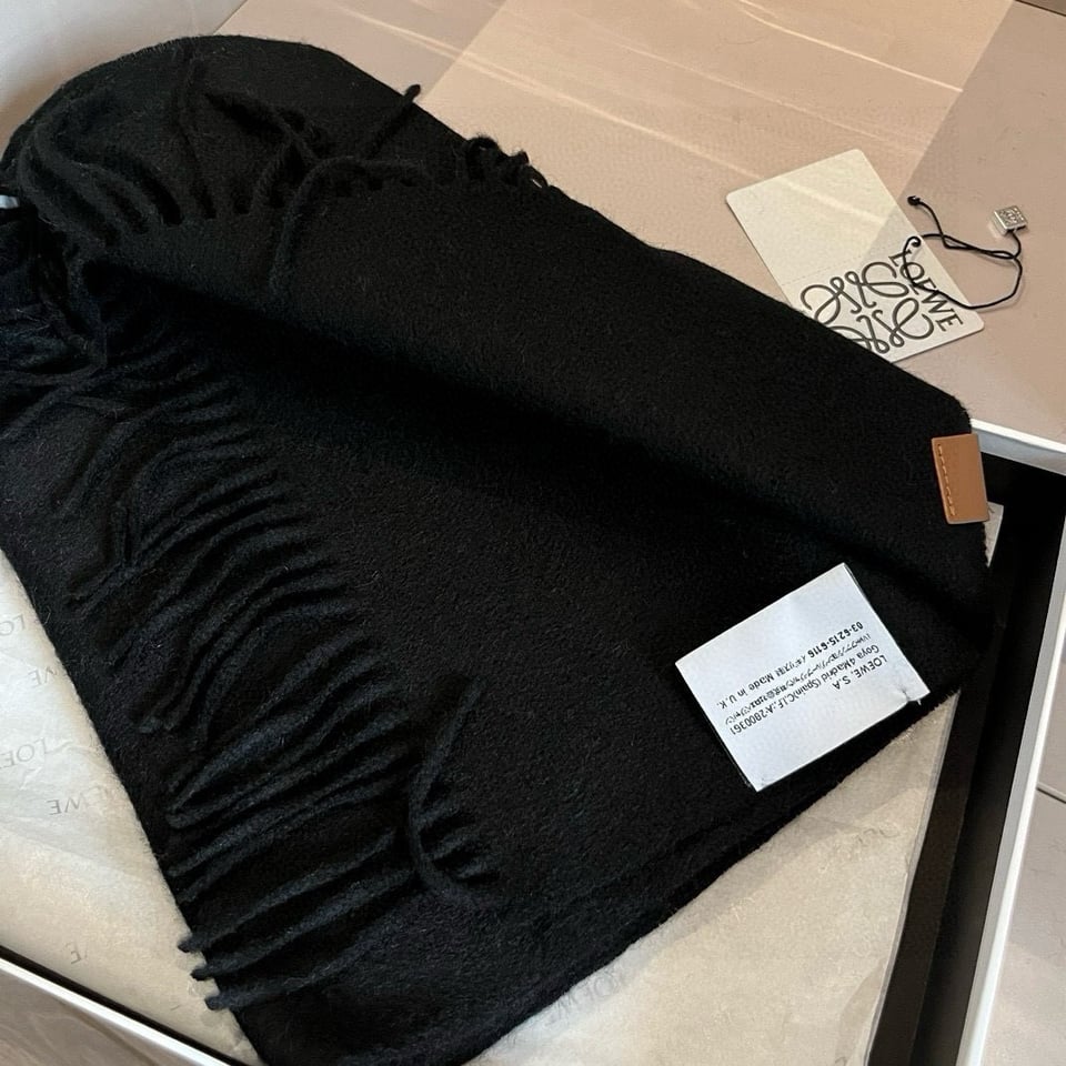 Loewe Mohair Scarf Solid Black For Women 180cm view 5