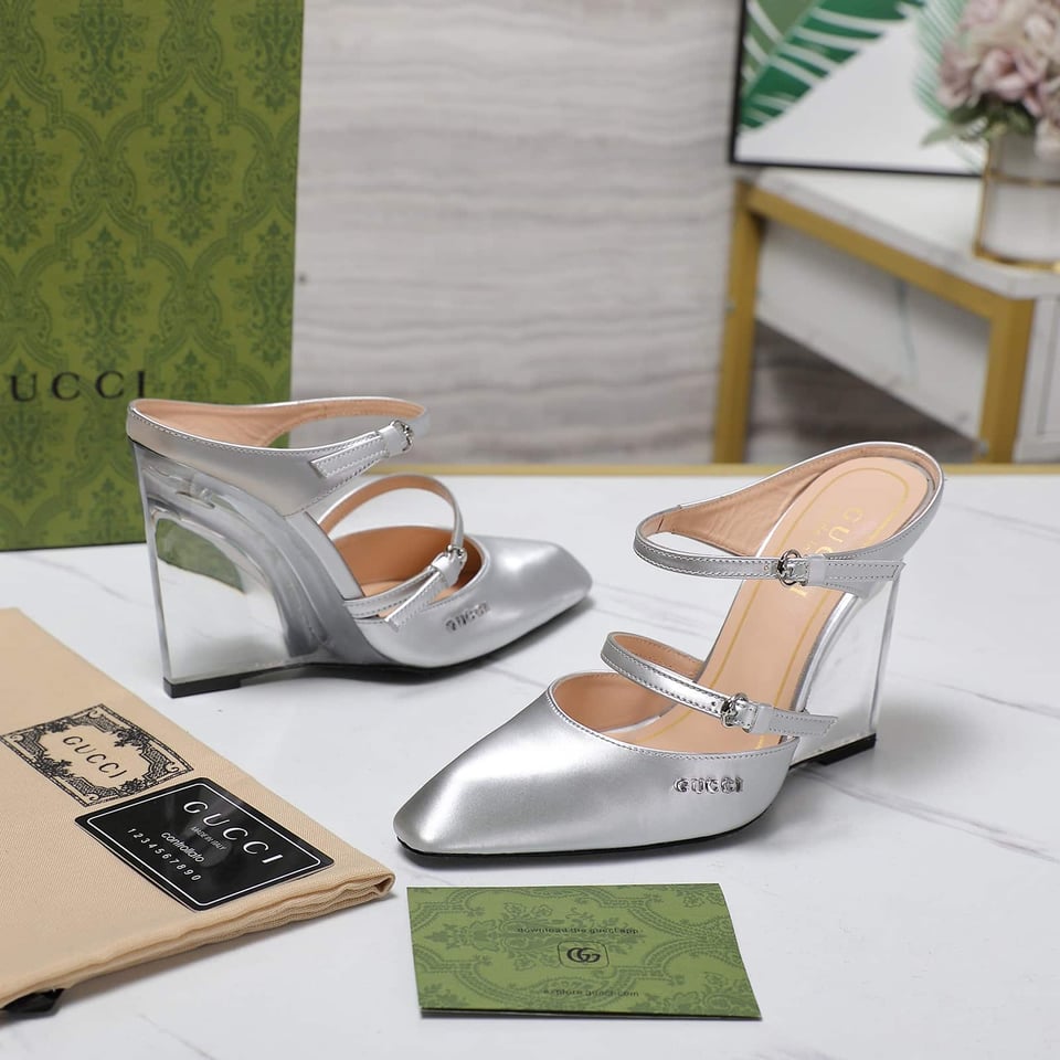 Gucci Women’S Wedge Mule Silver view 7