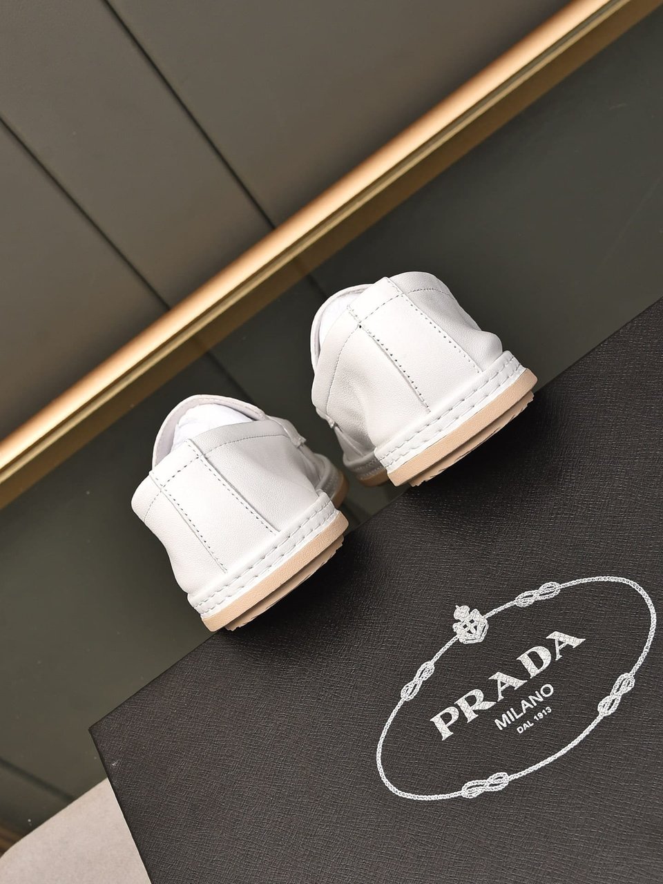 Prada Men’S Flat Loafers Leather White view 5