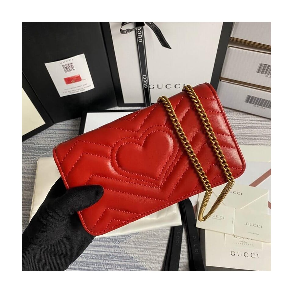 Gucci GG Marmont Mini Bag In Red Leather view 5