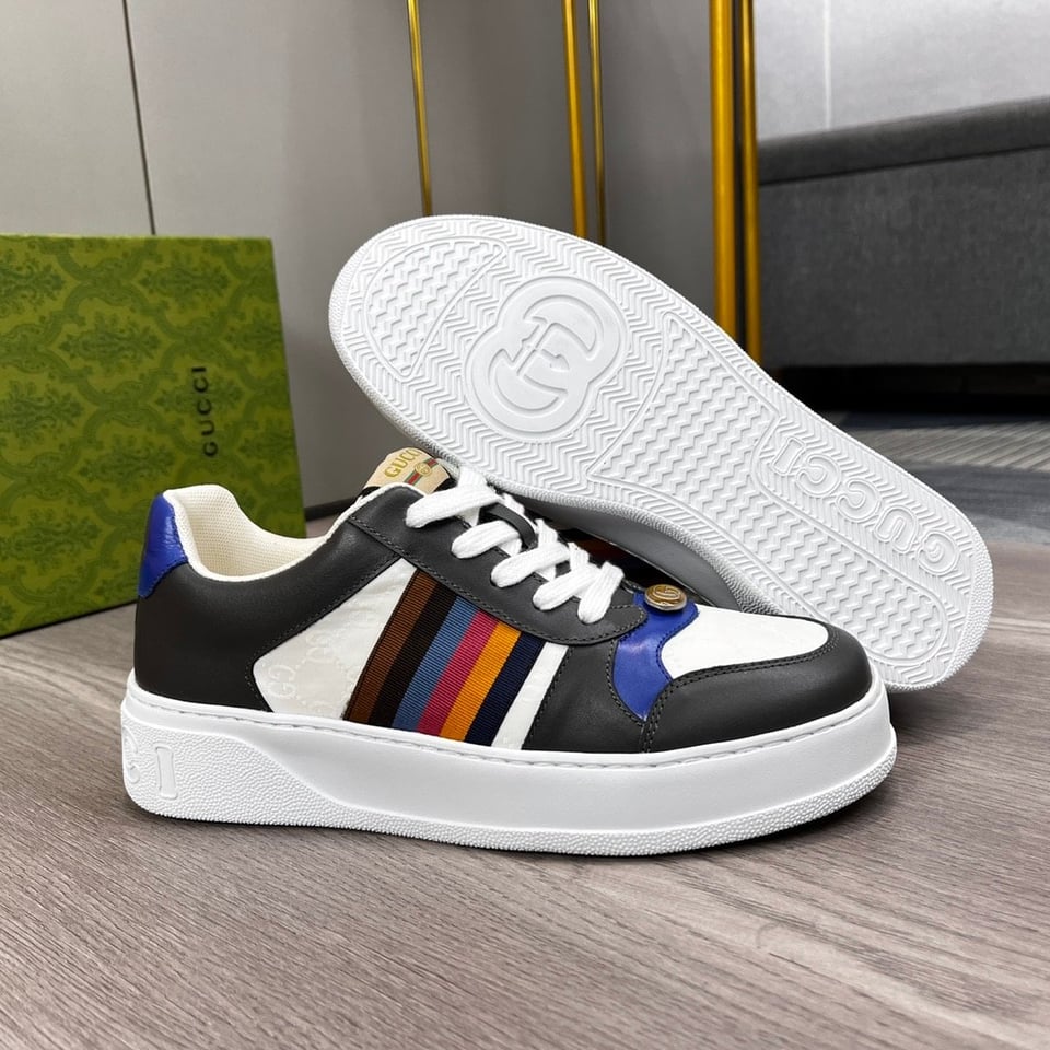 Gucci Sneaker Multicolor Side Bands Black White view 3