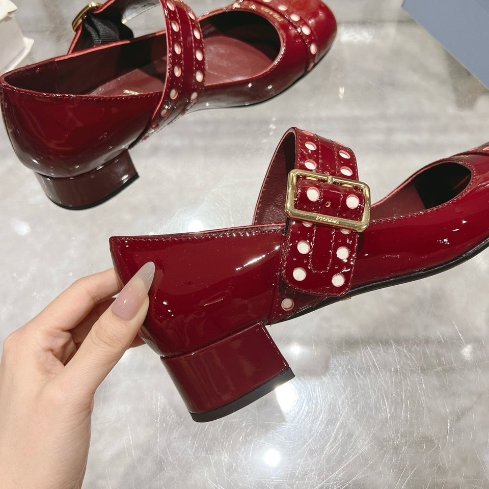 Prada Patent Leather Mary Jane Pumps Red view 6