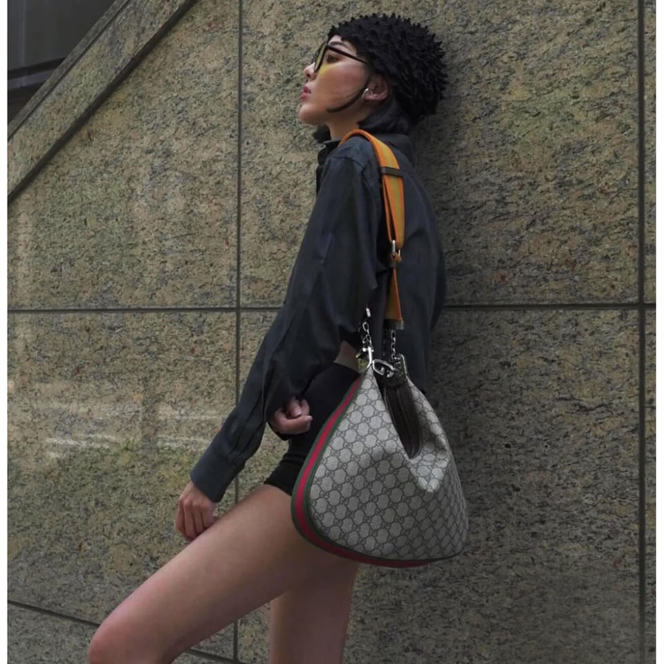 Gucci GG Supreme Attache Medium Shoulder Bag Coffee view 6