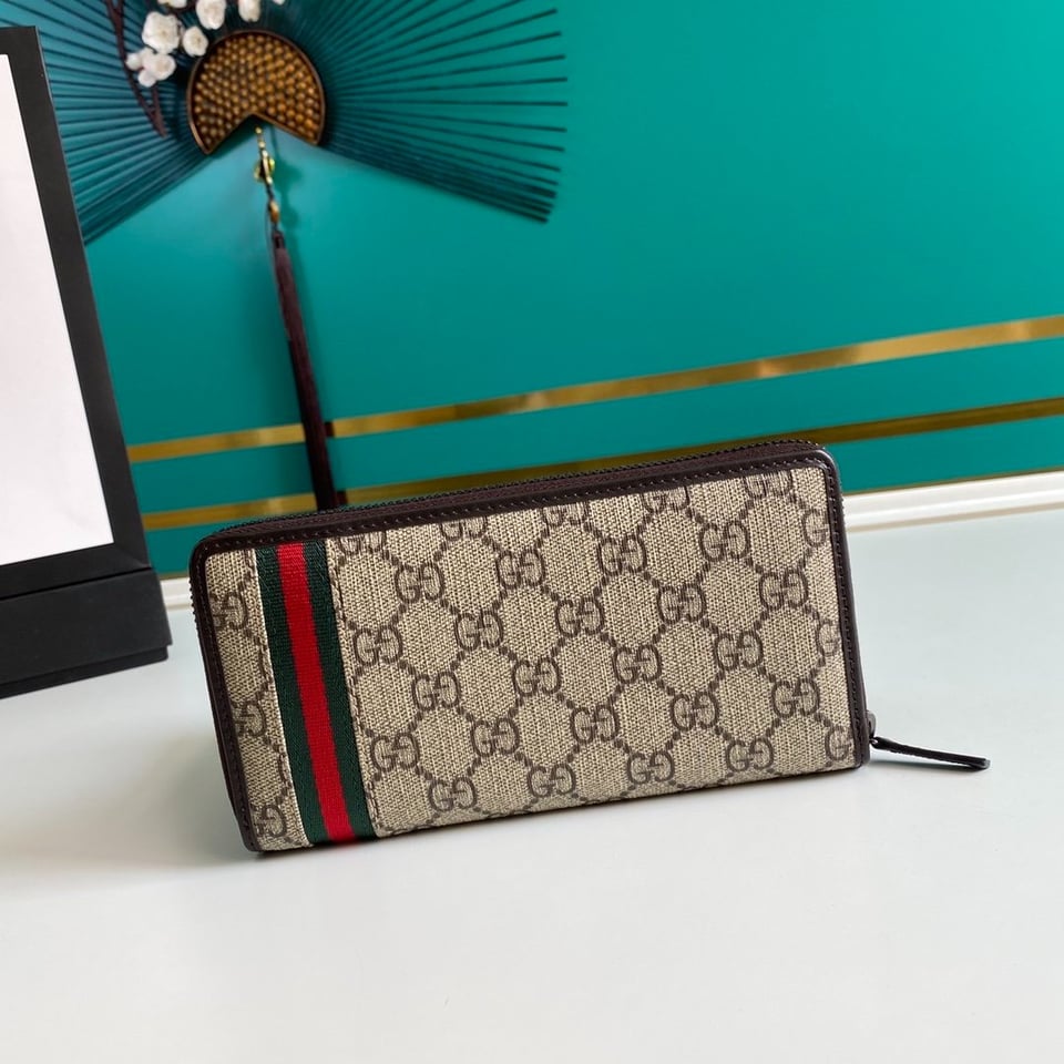 Gucci GG Supreme Beige Zip Around Wallet 19cm/7.5in For Men view 3