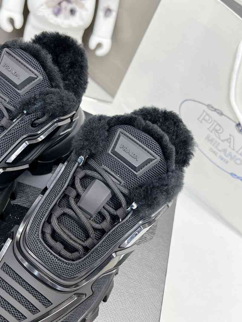 Prada Cloudbust Thunder Technical Fabric Sneakers Black view 7