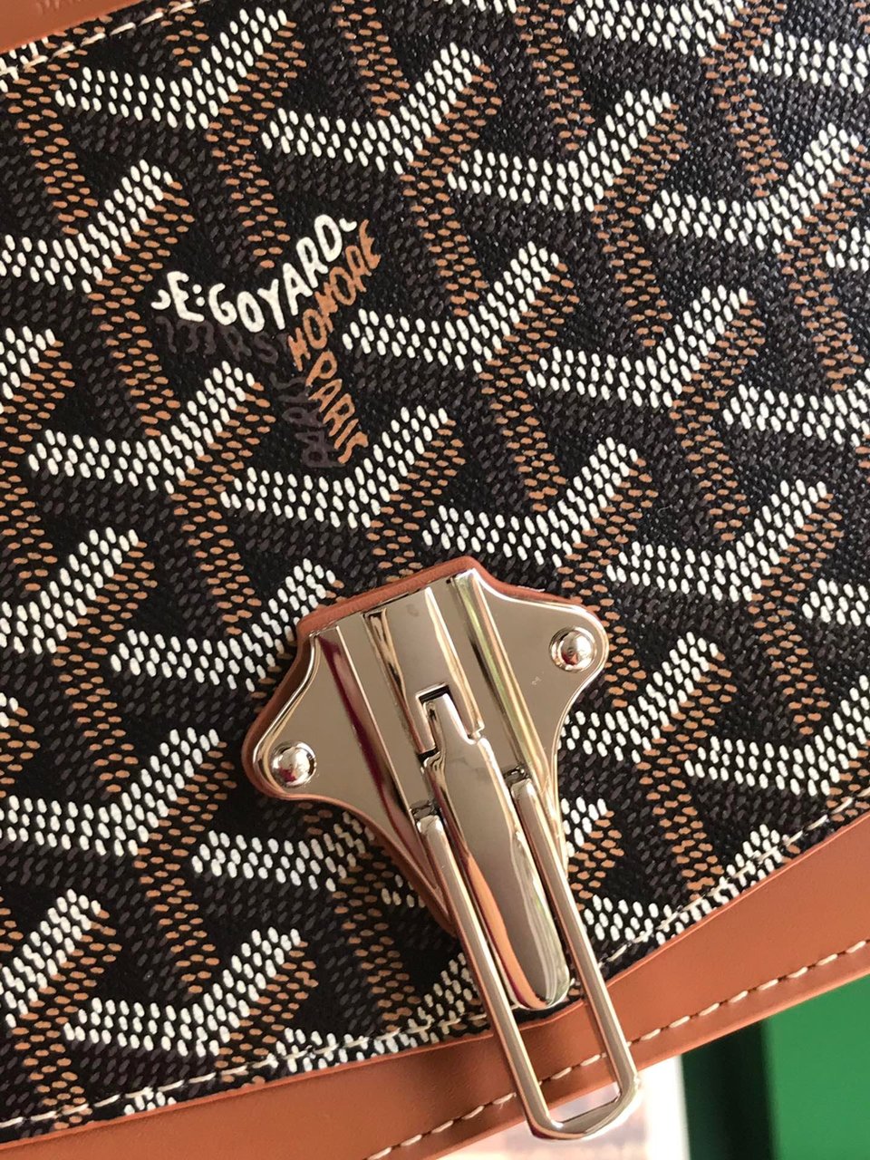 Goyard Duchesse Marie-Caroline Bag 25 Cm Black Goyardine Canvas And Tan Smooth Calfskin view 3