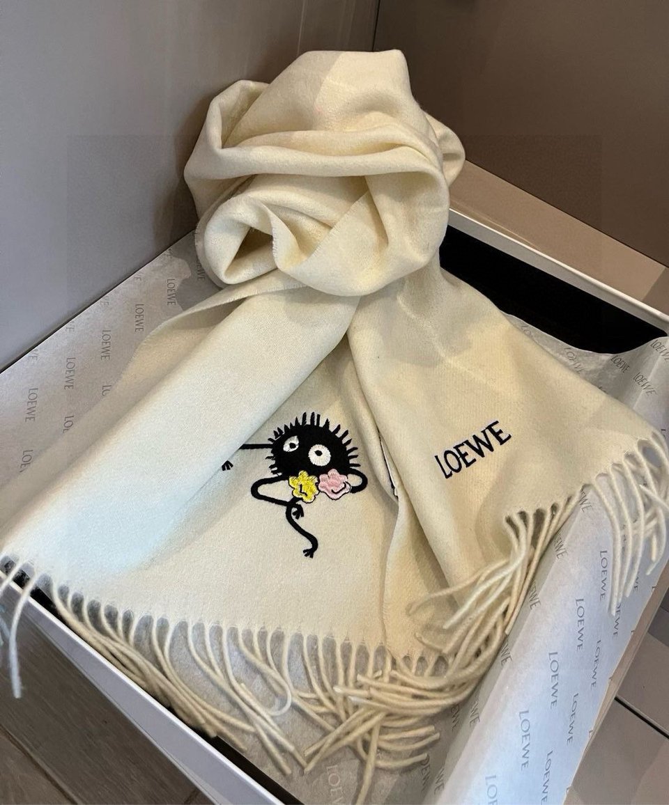 Loewe Mohair Scarf Soot Sprite White For Women 180cm view 2