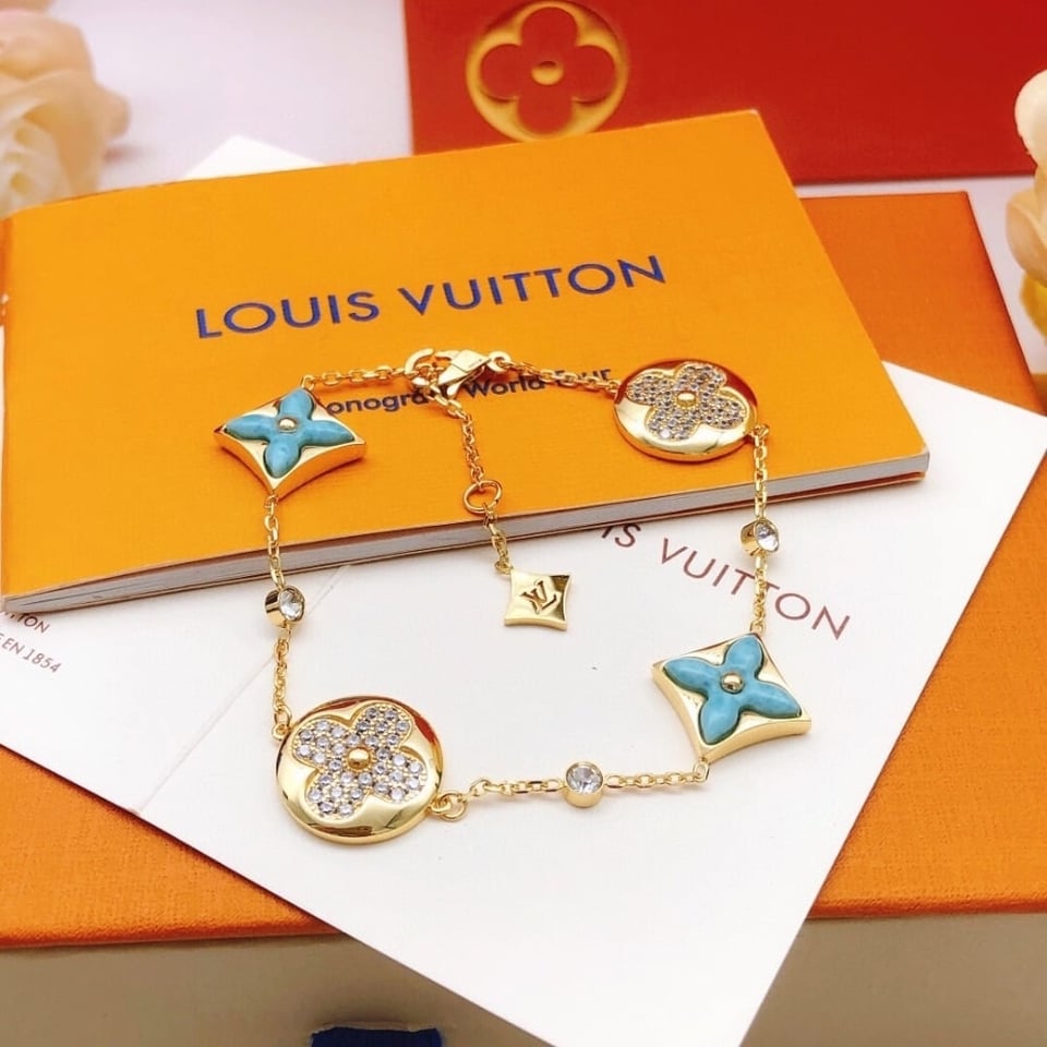 Louis Vuitton Color Blossom Bb Bracelet Gold Tone With Blue Q05979 view 3