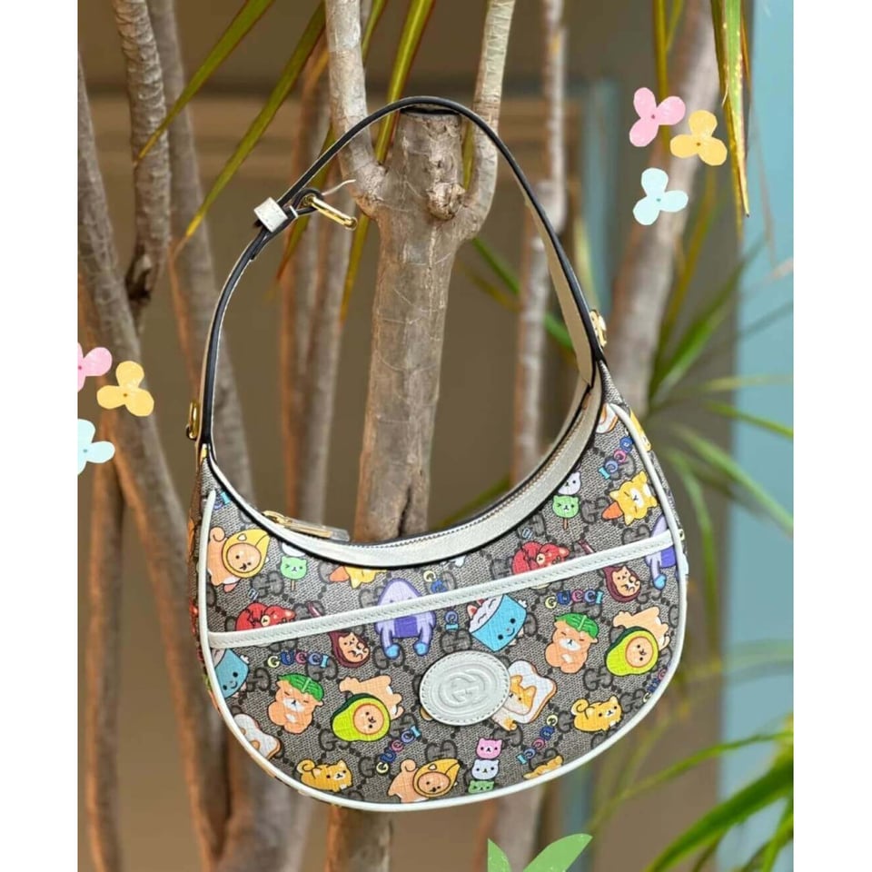 Gucci Half-Moon-Shaped Mini Bag with Interlocking G Animal Print view 5