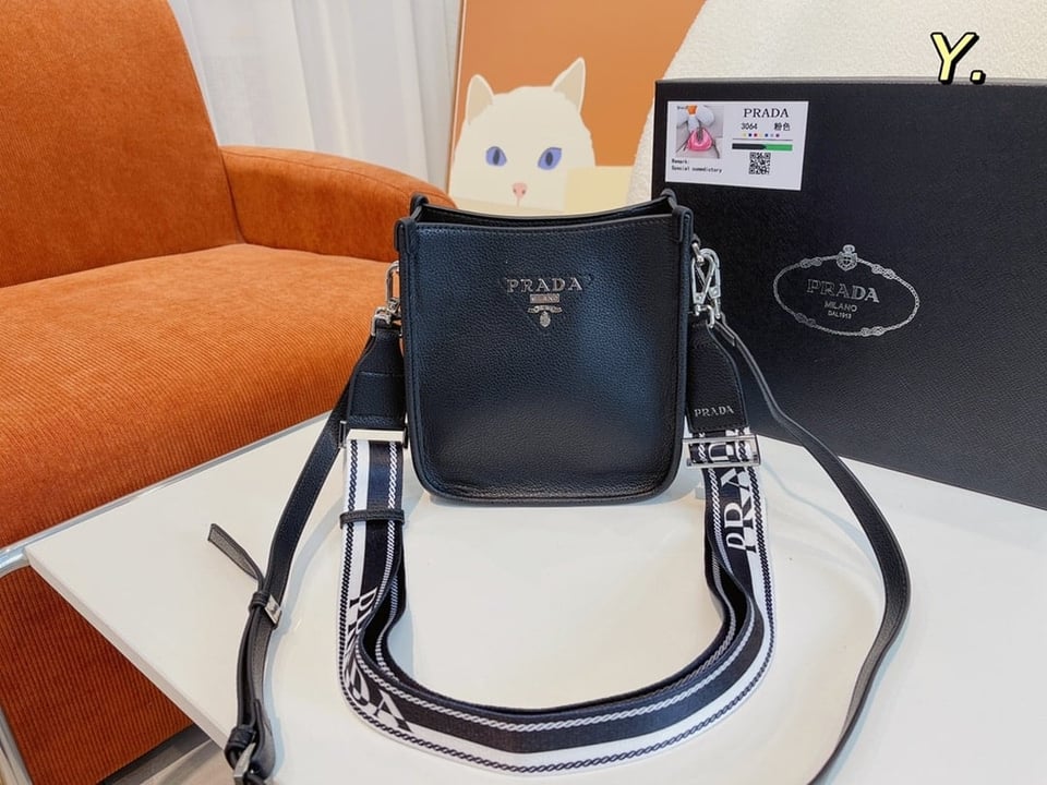 Prada Leather Mini Shoulder Bag Black 20Cm view 10
