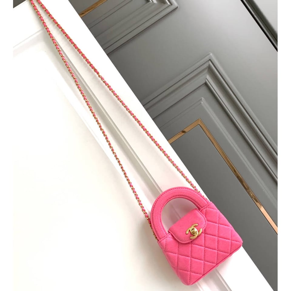 Chanel Jersey Quilted Nano Kelly Shopper Pink Bag 13cm view 3