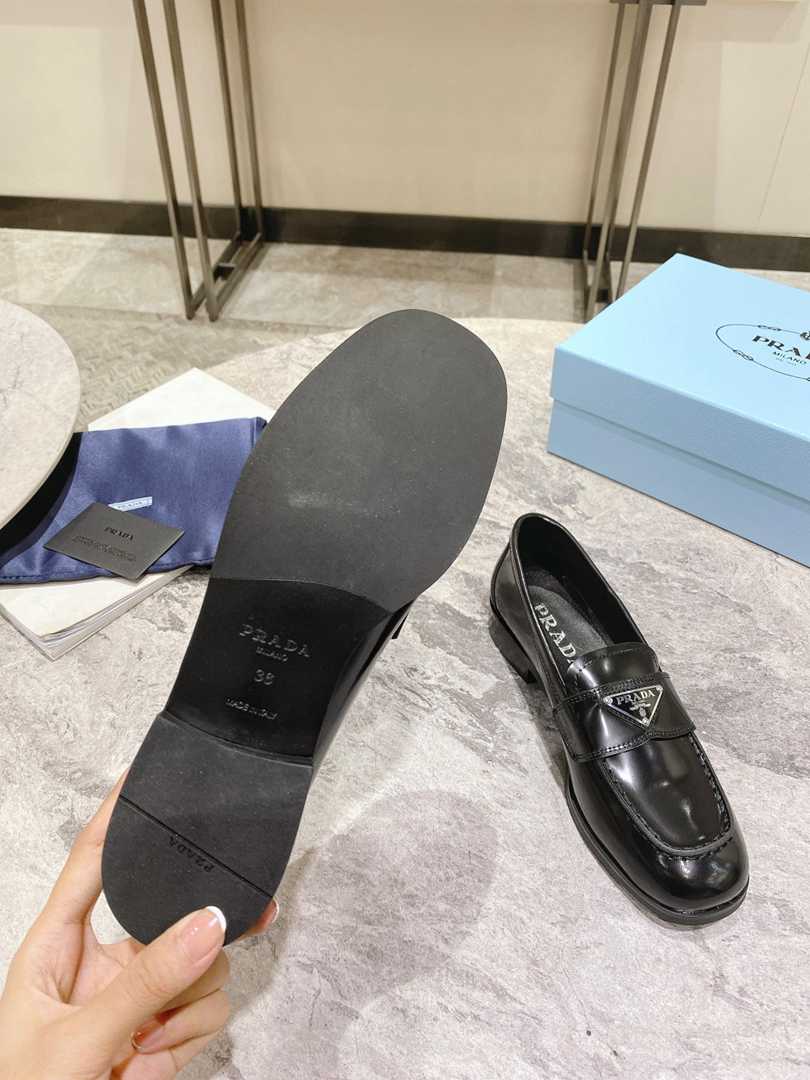 Prada Chocolate Brushed Leather Loafers Black 1D246Mulsf0002Fb050 view 8