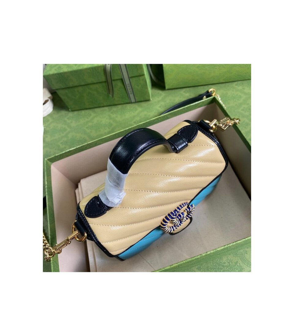 Gucci GG Marmont Mini Bag Butter and Pastel Blue Leather view 8