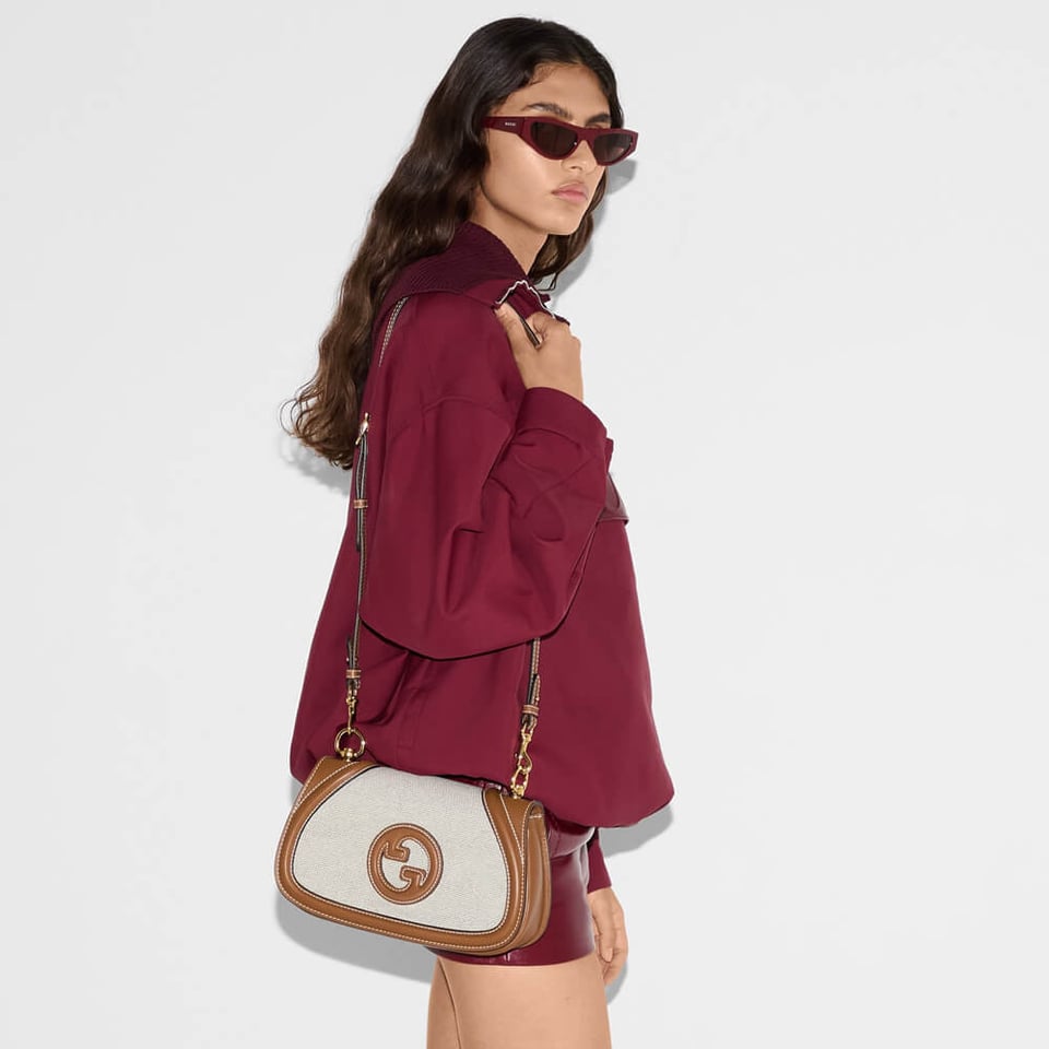 Gucci Blondie Small Top Handle Bag cotton linen canvas view 4