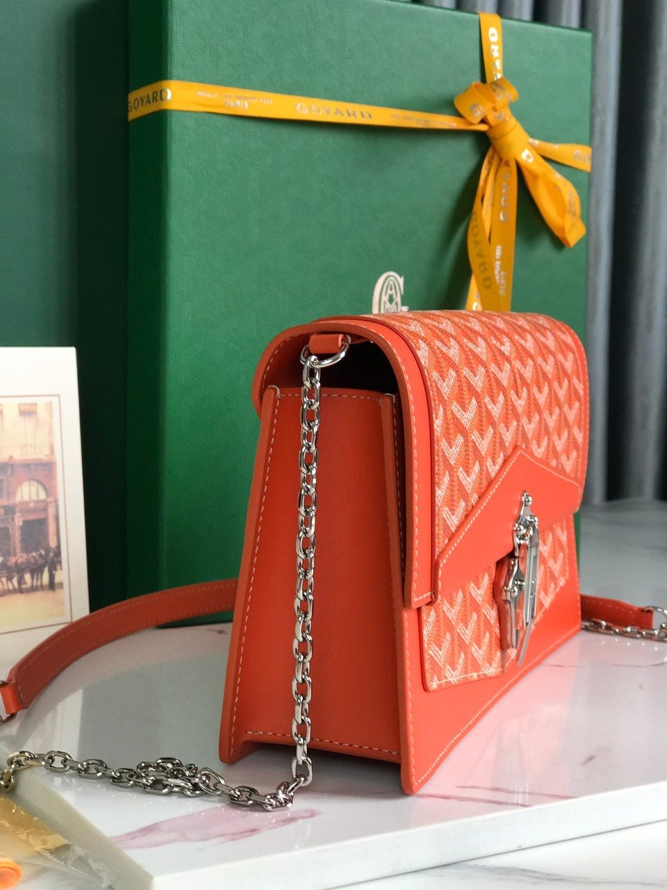 Goyard Duchesse Marie-Caroline Bag 25cm Orange Goyardine Canvas And Smooth Calfskin view 10